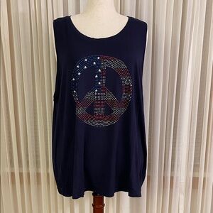 Cato Navy Blue Peace Sign Tank Top